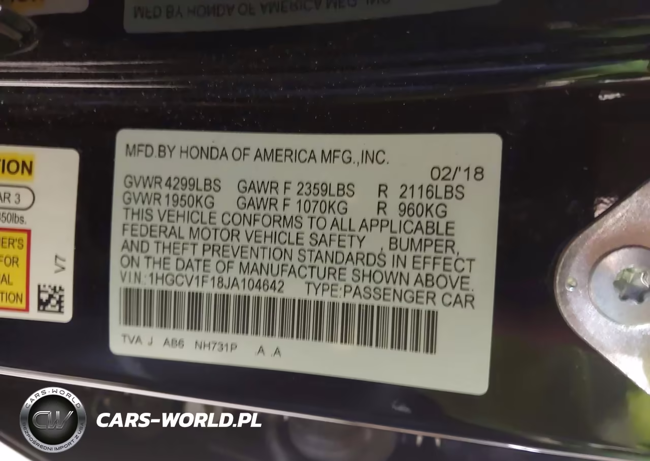 2018 Honda Accord Lx VIN:1HGCV1F18JA104642 - 9