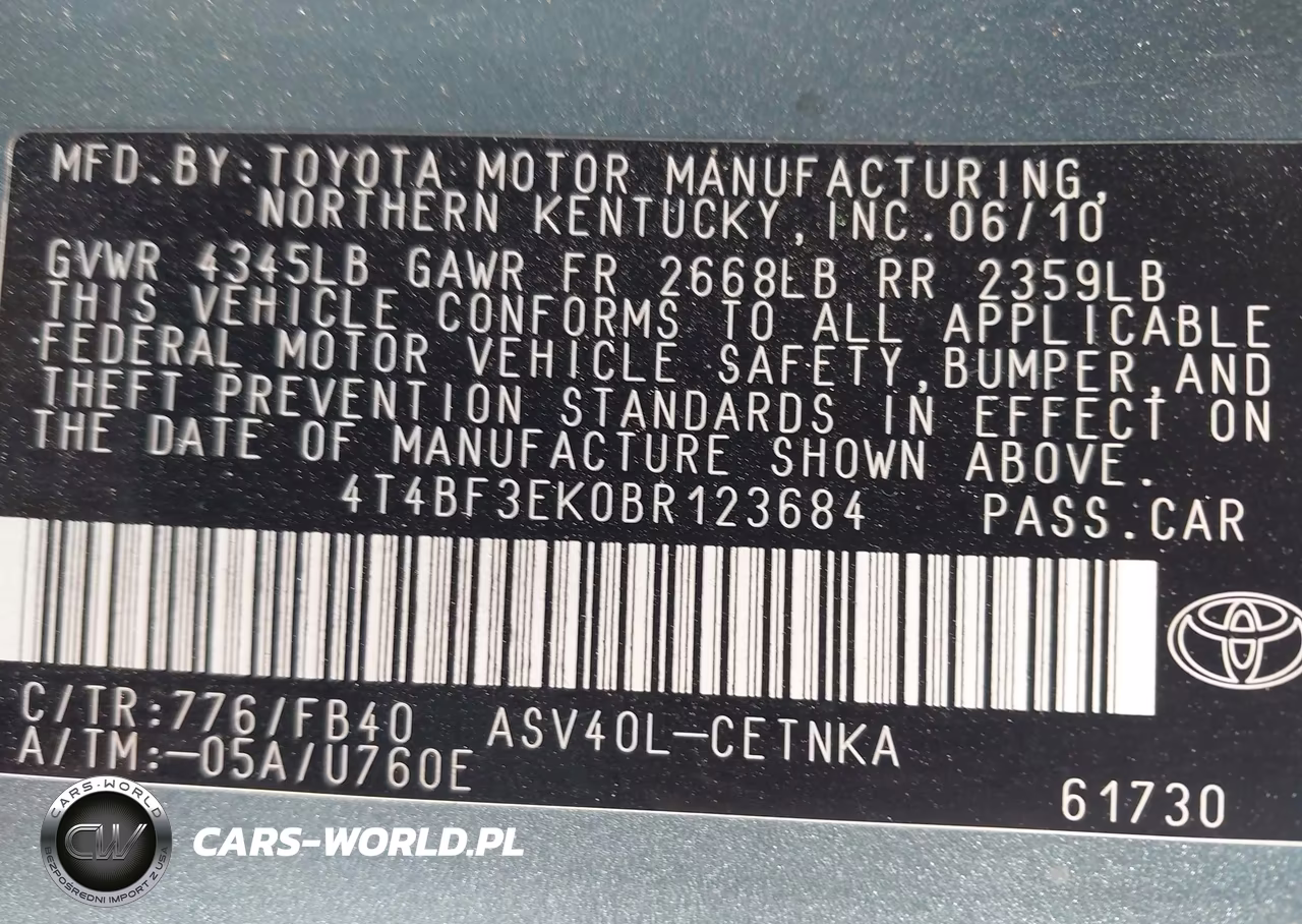 2011 Toyota Camry Le VIN:4T4BF3EK0BR123684 - 9
