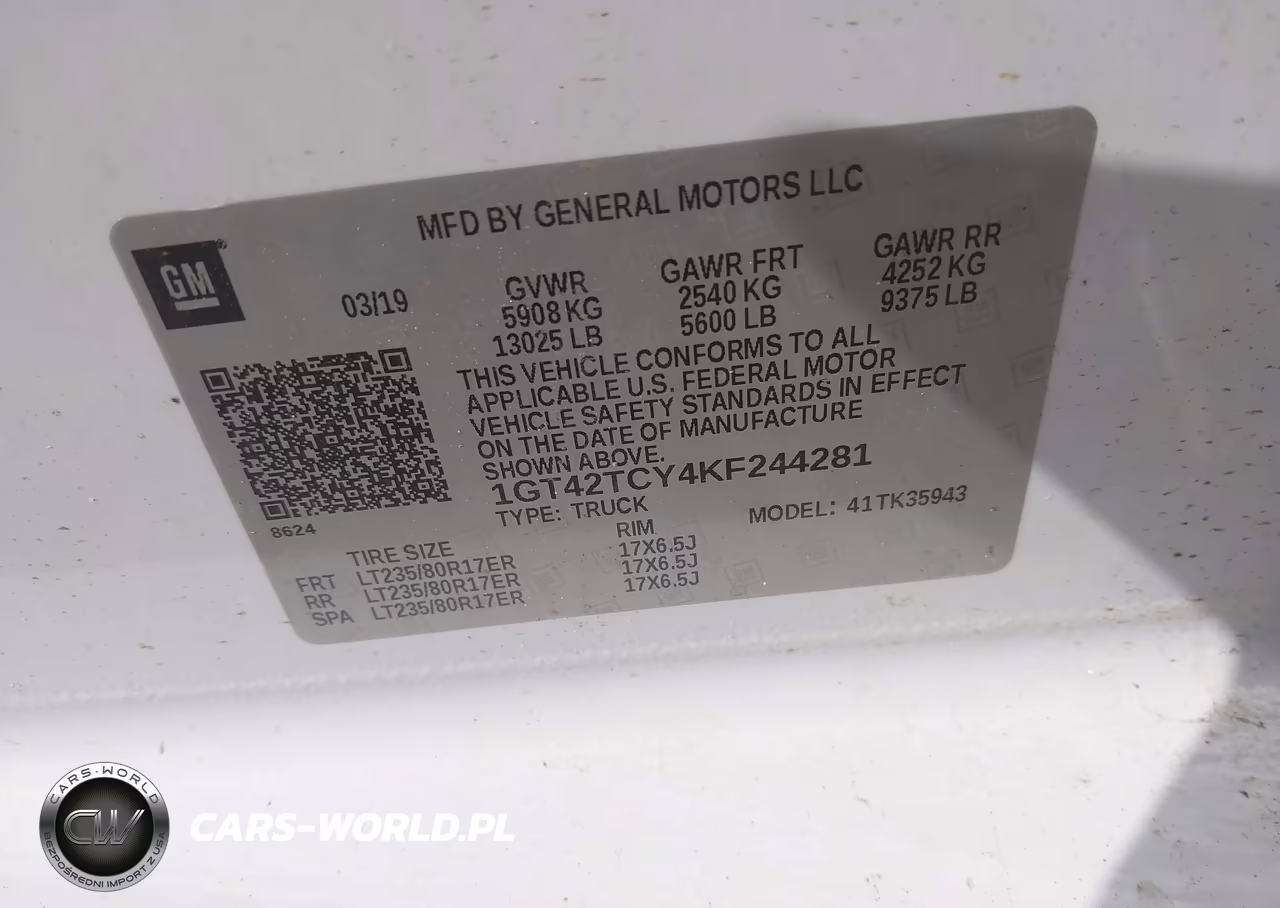 2019 GMC Sierra 3500Hd VIN:1GT42TCY4KF244281 - 8