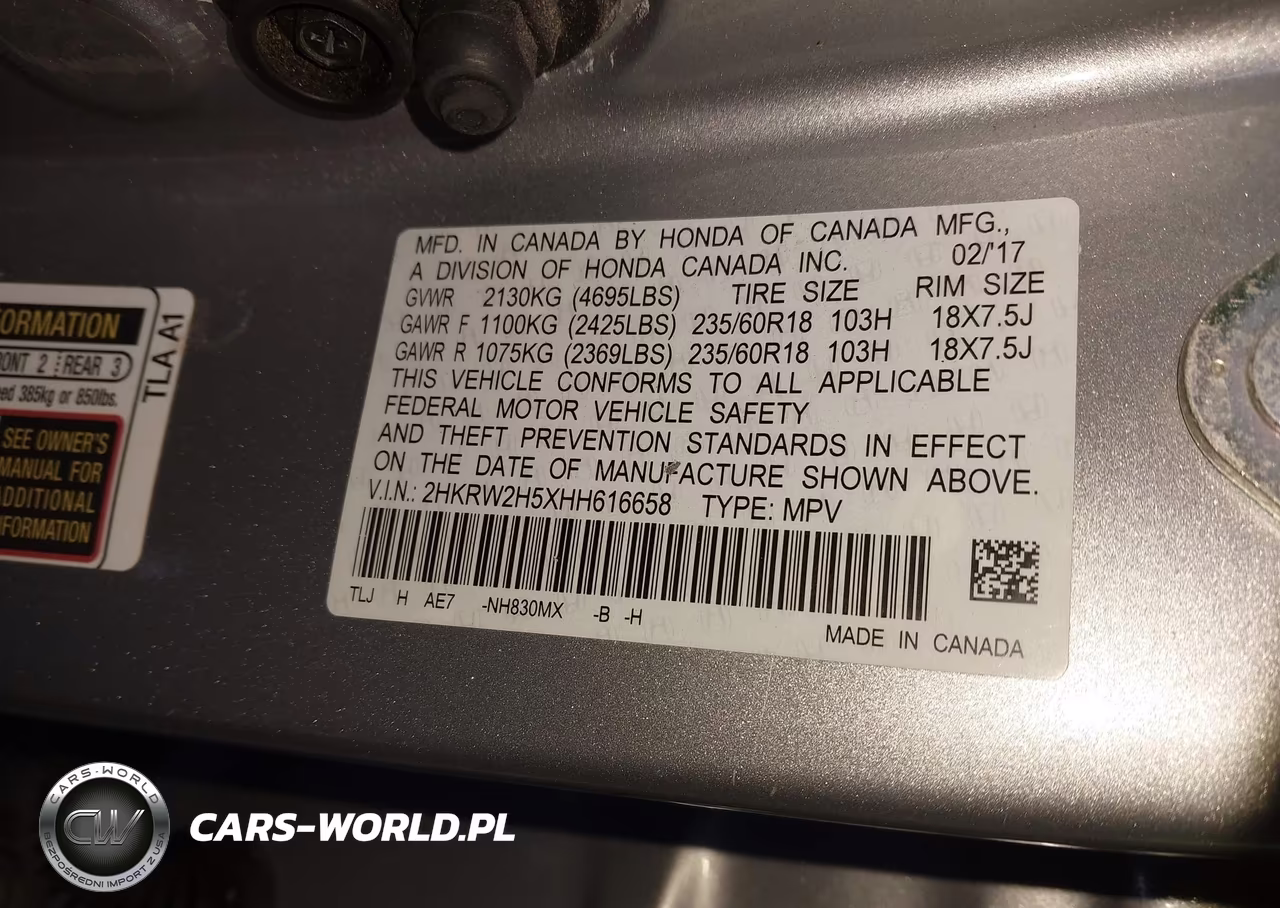 2017 Honda Cr-V Ex VIN:2HKRW2H5XHH616658 - 9