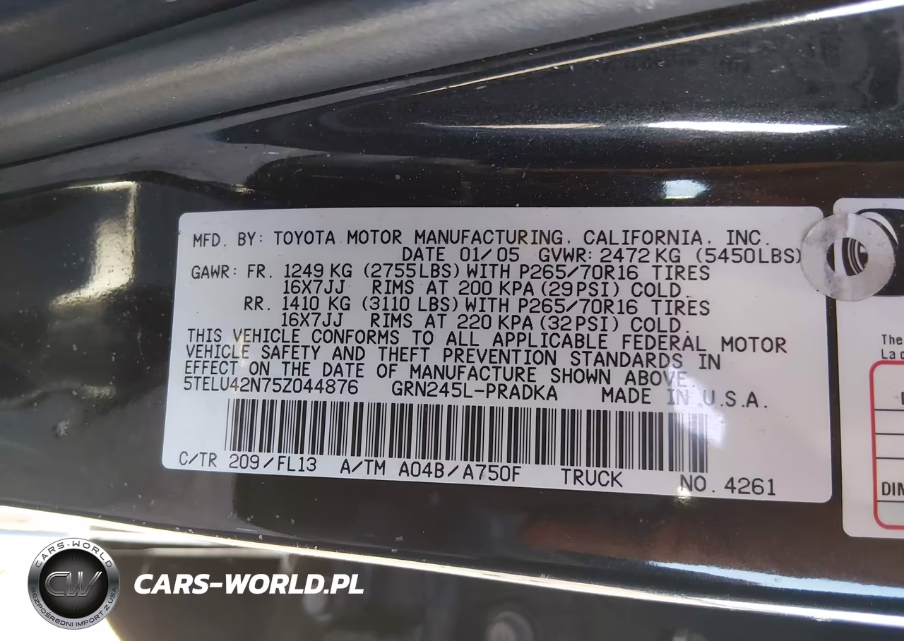 2005 Toyota Tacoma Base V6 VIN:5TELU42N75Z044876 - 9