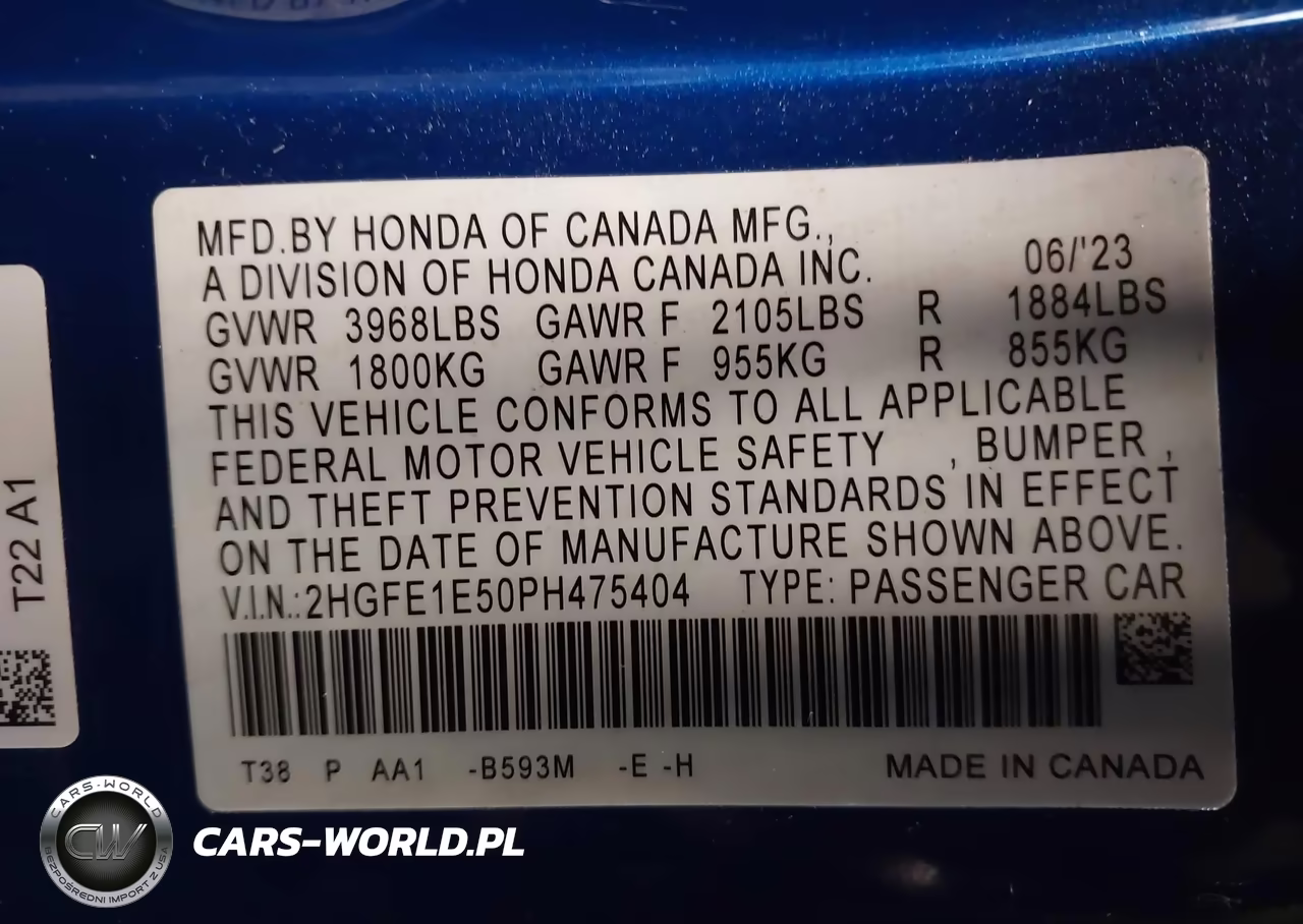 2023 Honda Civic Si Sedan VIN:2HGFE1E50PH475404 - 9