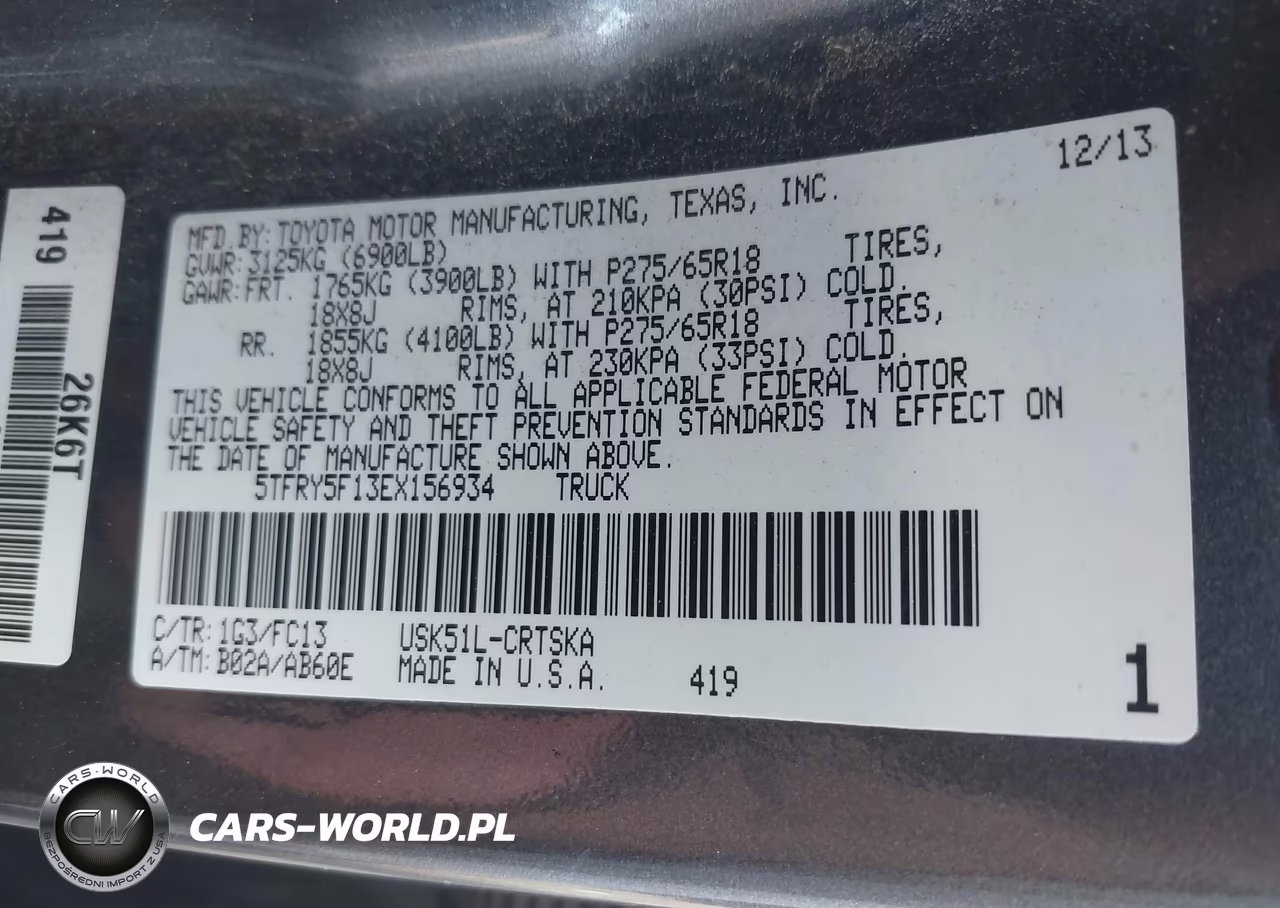2014 Toyota Tundra Sr5 5.7L V8 VIN:5TFRY5F13EX156934 - 9