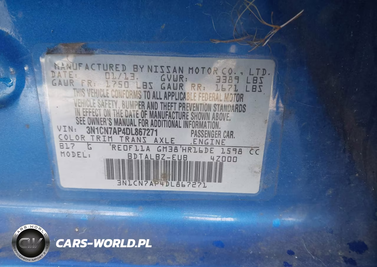 2013 Nissan Versa 1.6 Sv VIN:3N1CN7AP4DL867271 - 9