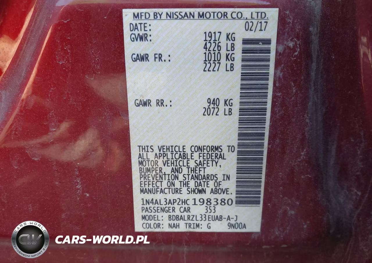 2017 Nissan Altima 2.5 Sl VIN:1N4AL3AP2HC198380 - 9