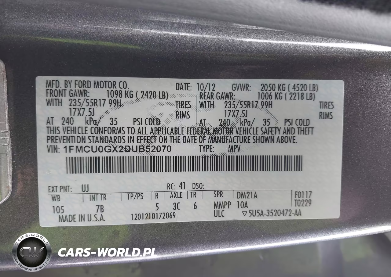 2013 Ford Escape Se VIN:1FMCU0GX2DUB52070 - 9