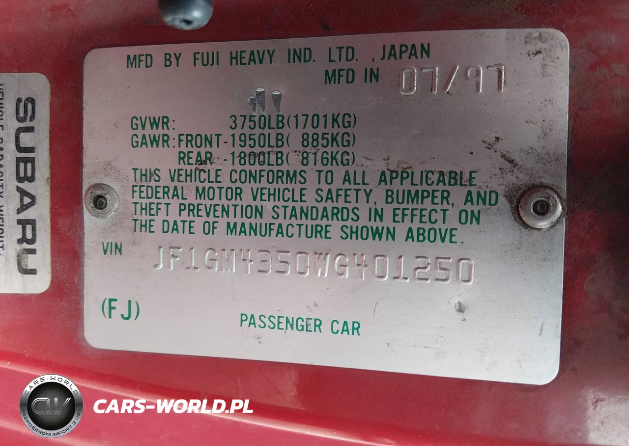 1998 Subaru Impreza L VIN:JF1GM4350WG401250 - 9