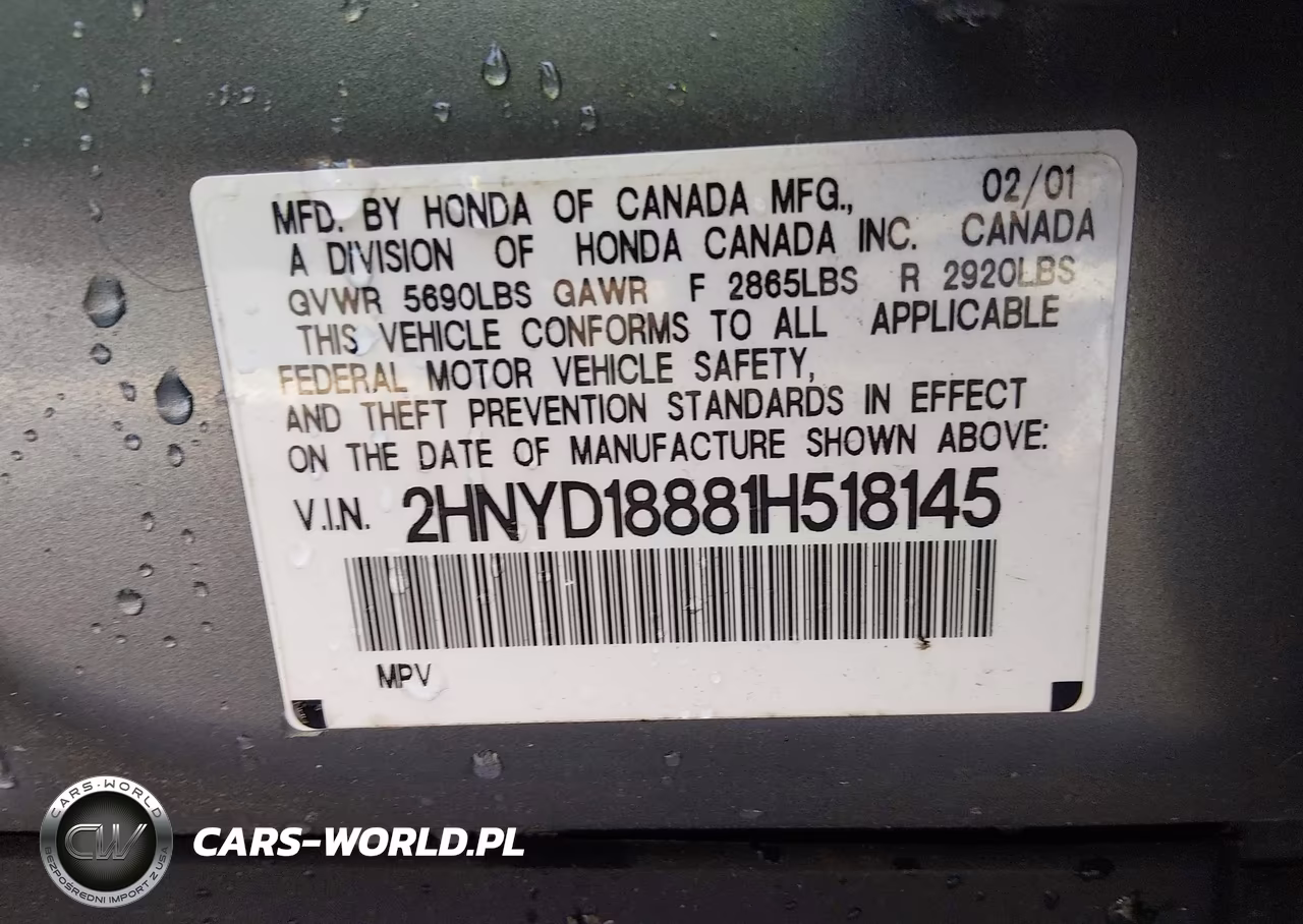 2001 Acura Mdx VIN:2HNYD18881H518145 - 9