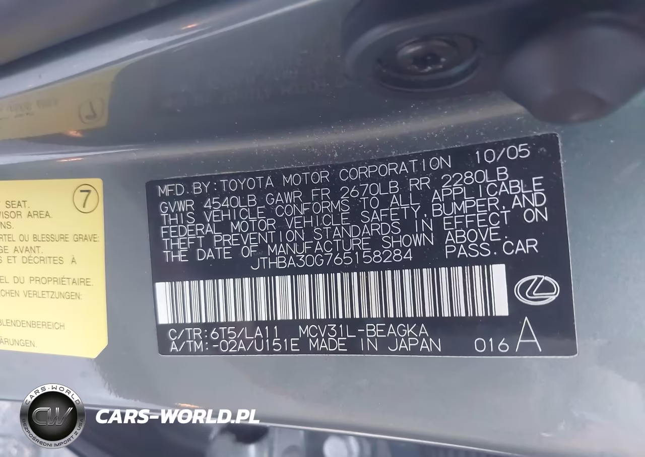 2006 Lexus Es 330 VIN:JTHBA30G765158284 - 9