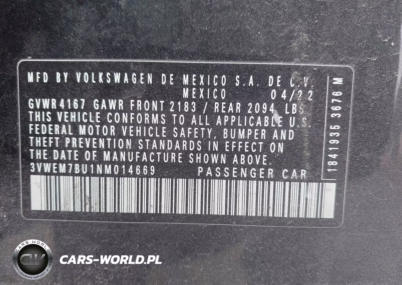 2022 Volkswagen Jetta 1.5T Se VIN:3VWEM7BU1NM014669 - 9