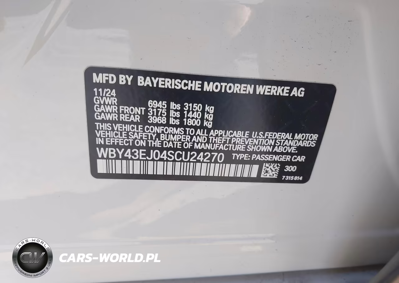 2025 BMW I7 Edrive50 VIN:WBY43EJ04SCU24270 - 9