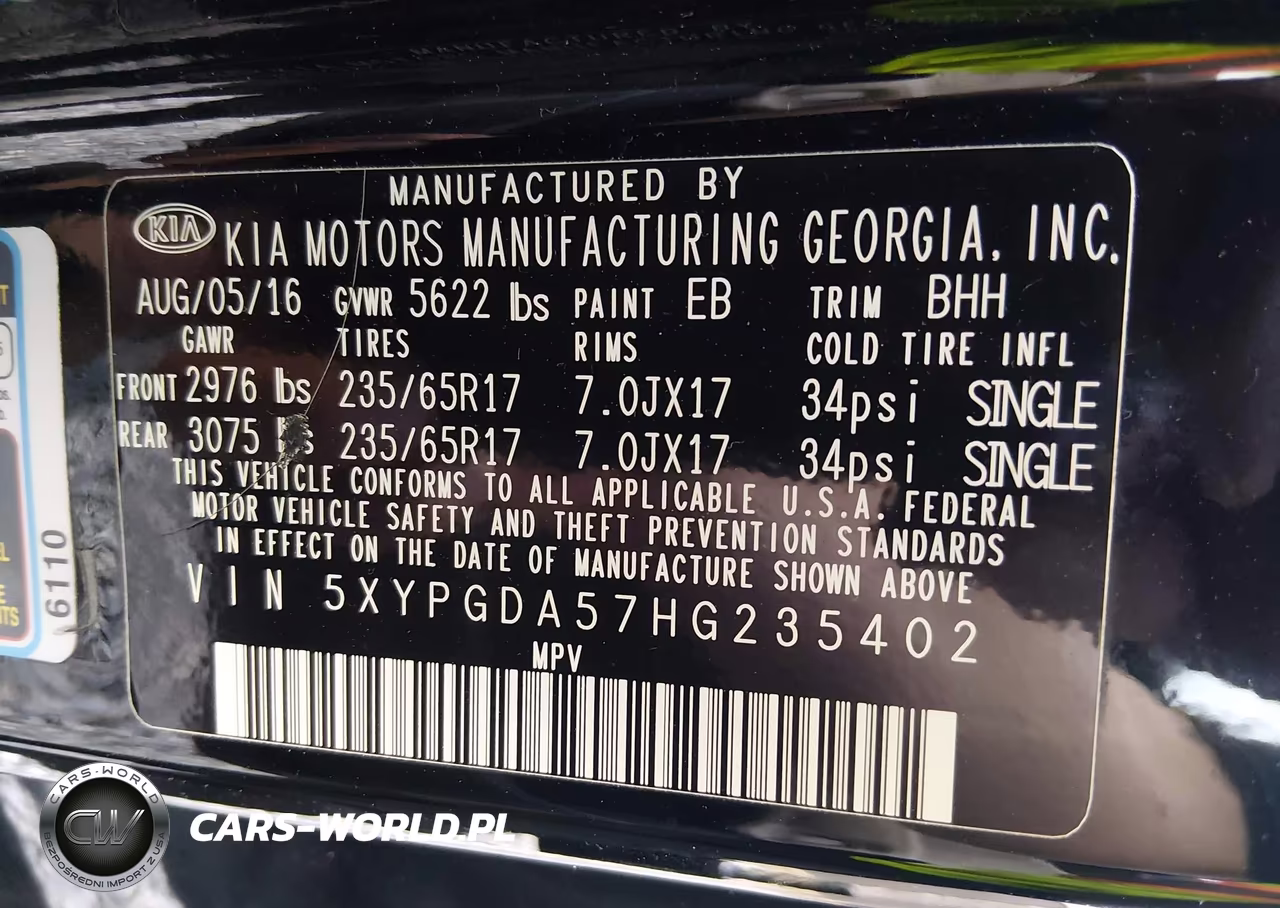 2017 Kia Sorento 3.3L Lx VIN:5XYPGDA57HG235402 - 9