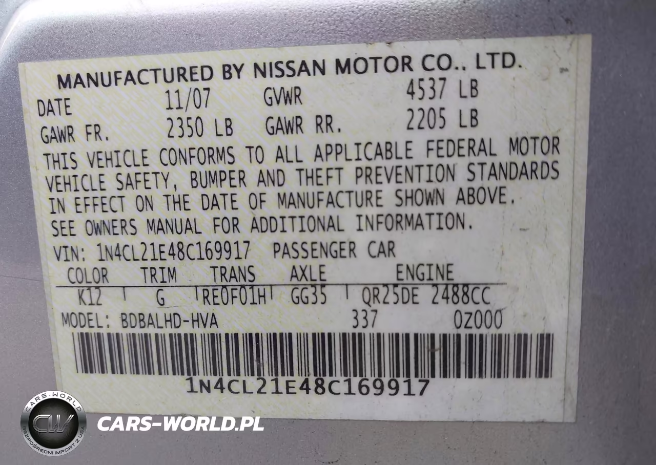 2008 Nissan Altima Hybrid VIN:1N4CL21E48C169917 - 9