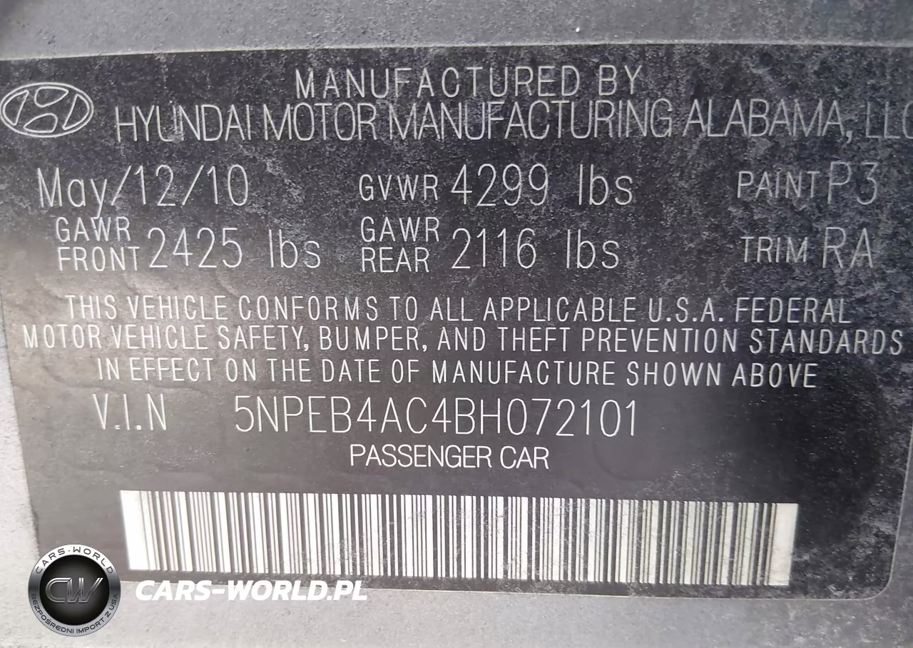 2011 Hyundai Sonata Gls VIN:5NPEB4AC4BH072101 - 9
