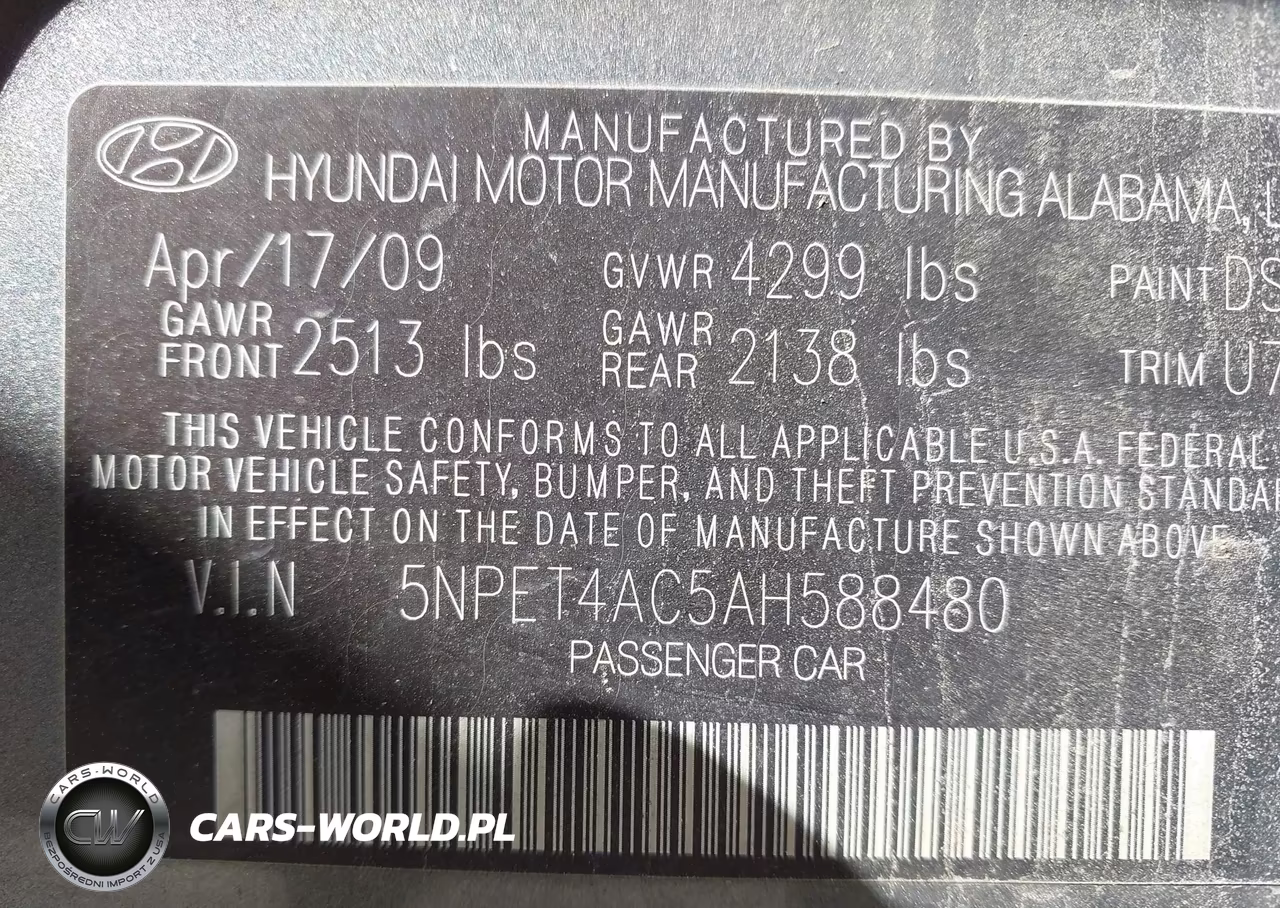 2010 Hyundai Sonata Gls VIN:5NPET4AC5AH588480 - 9