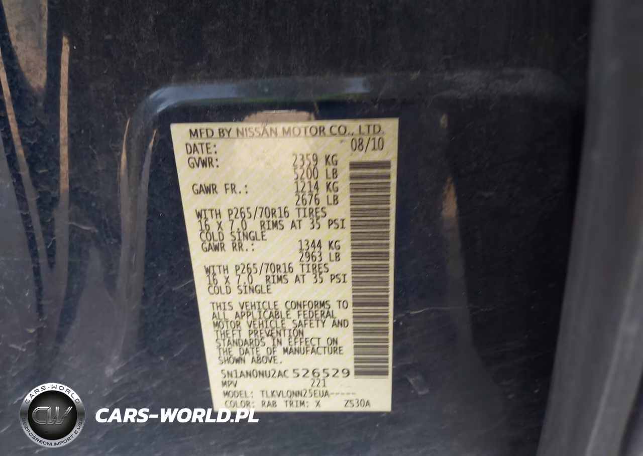 2010 Nissan Xterra X VIN:5N1AN0NU2AC526529 - 9