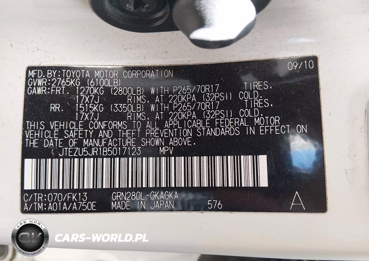 2011 Toyota 4Runner Sr5 V6 VIN:JTEZU5JR1B5017123 - 9