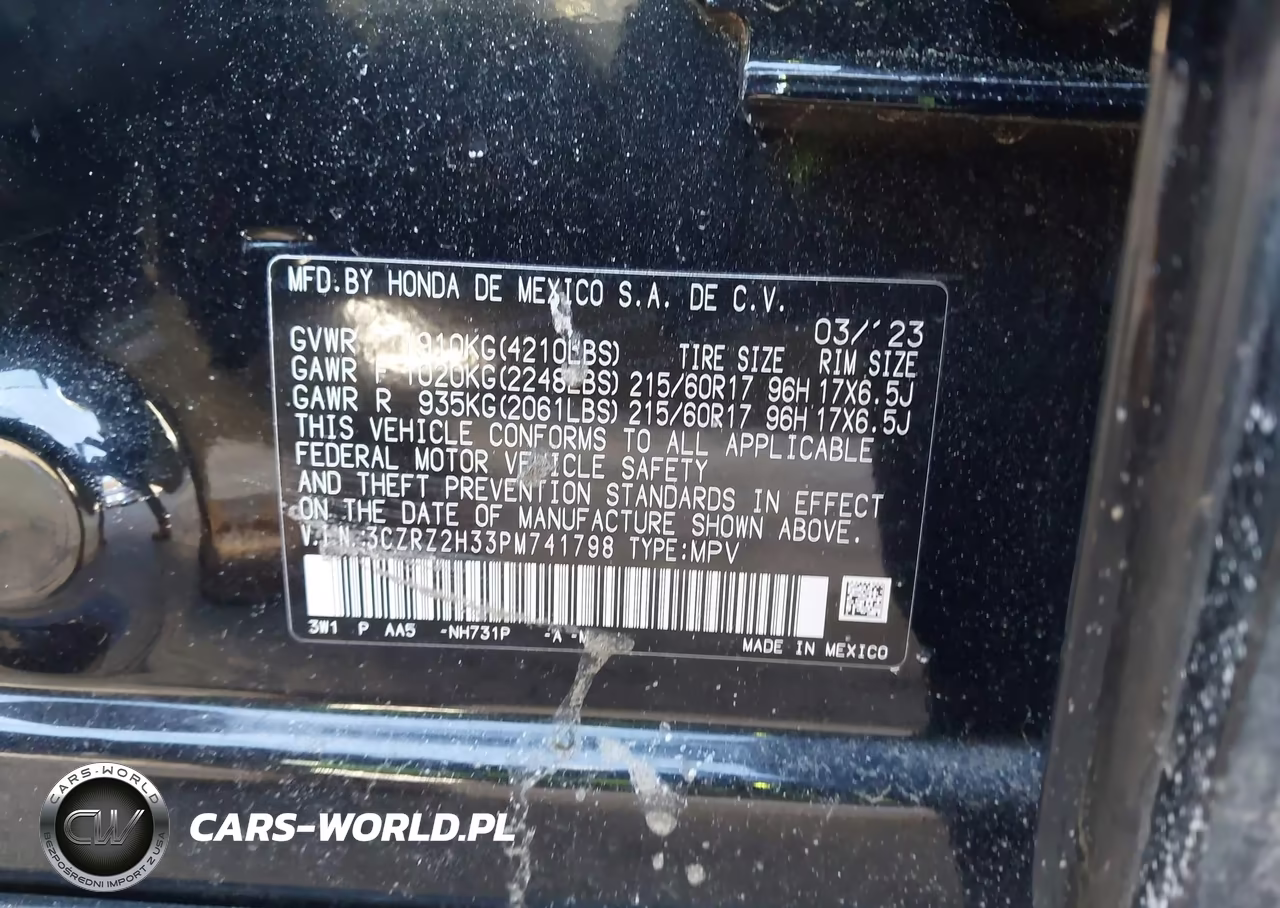 2023 Honda Hr-V Awd Lx VIN:3CZRZ2H33PM741798 - 9