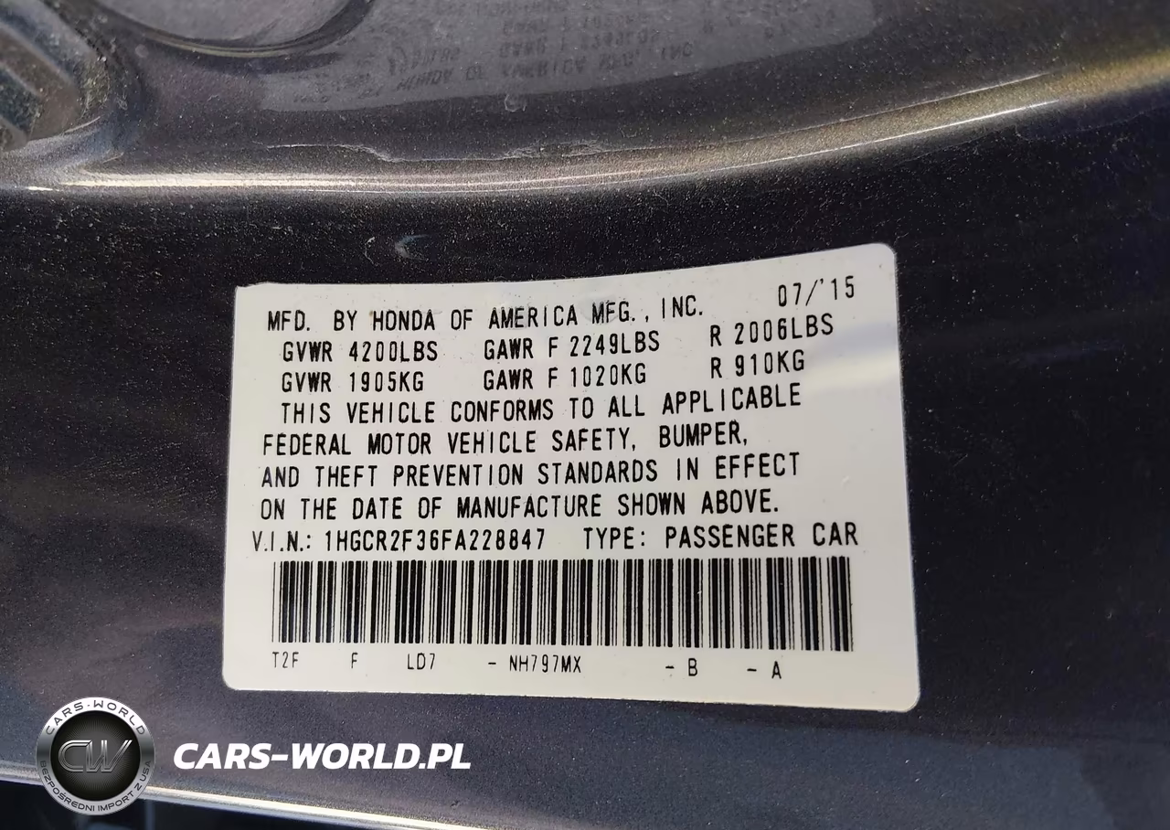 2015 Honda Accord Lx VIN:1HGCR2F36FA228847 - 9