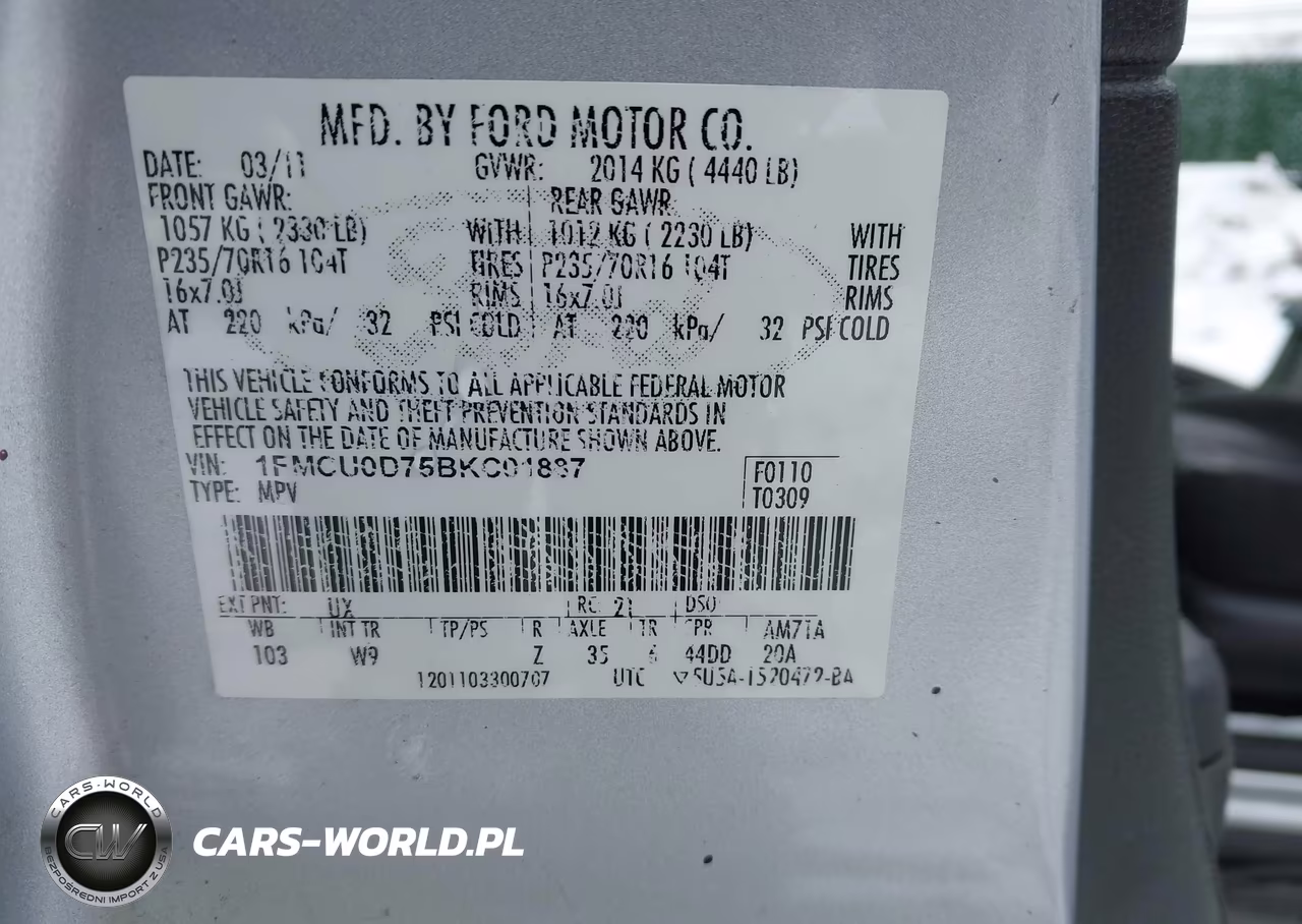 2011 Ford Escape Xlt VIN:1FMCU0D75BKC01887 - 9