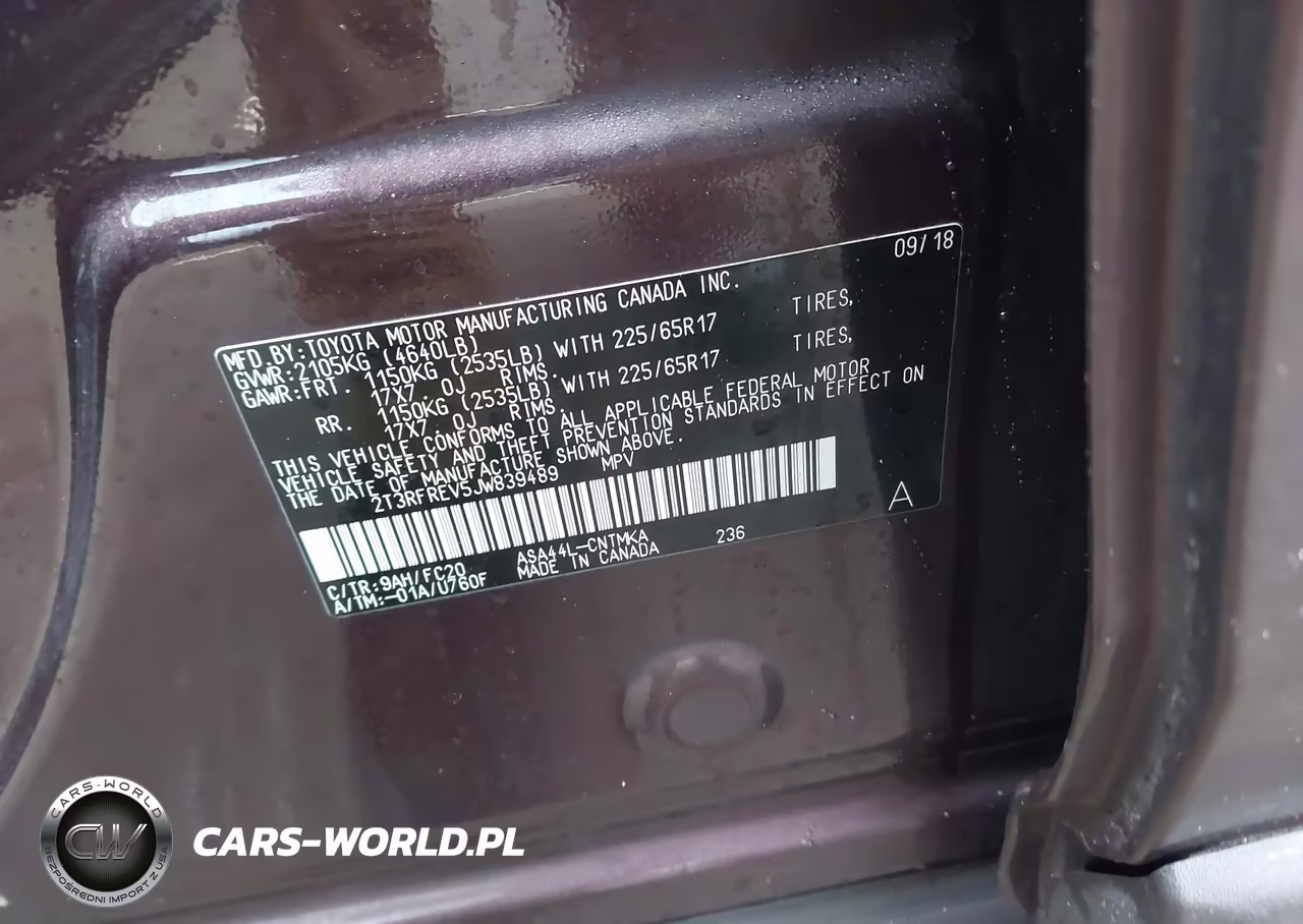 2018 Toyota Rav4 Xle VIN:2T3RFREV5JW839489 - 9