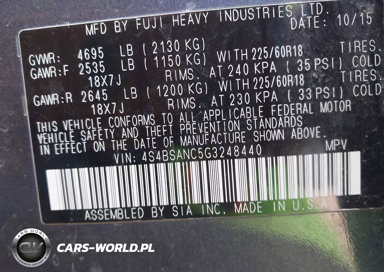 2016 Subaru Outback 2.5I Limited VIN:4S4BSANC5G3248440 - 9