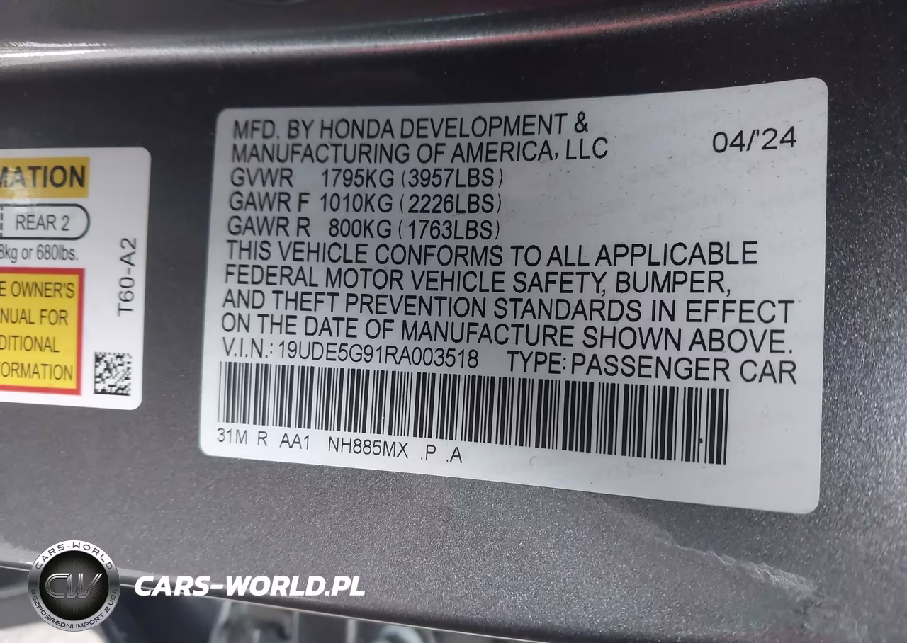2024 Acura Integra Type S VIN:19UDE5G91RA003518 - 9