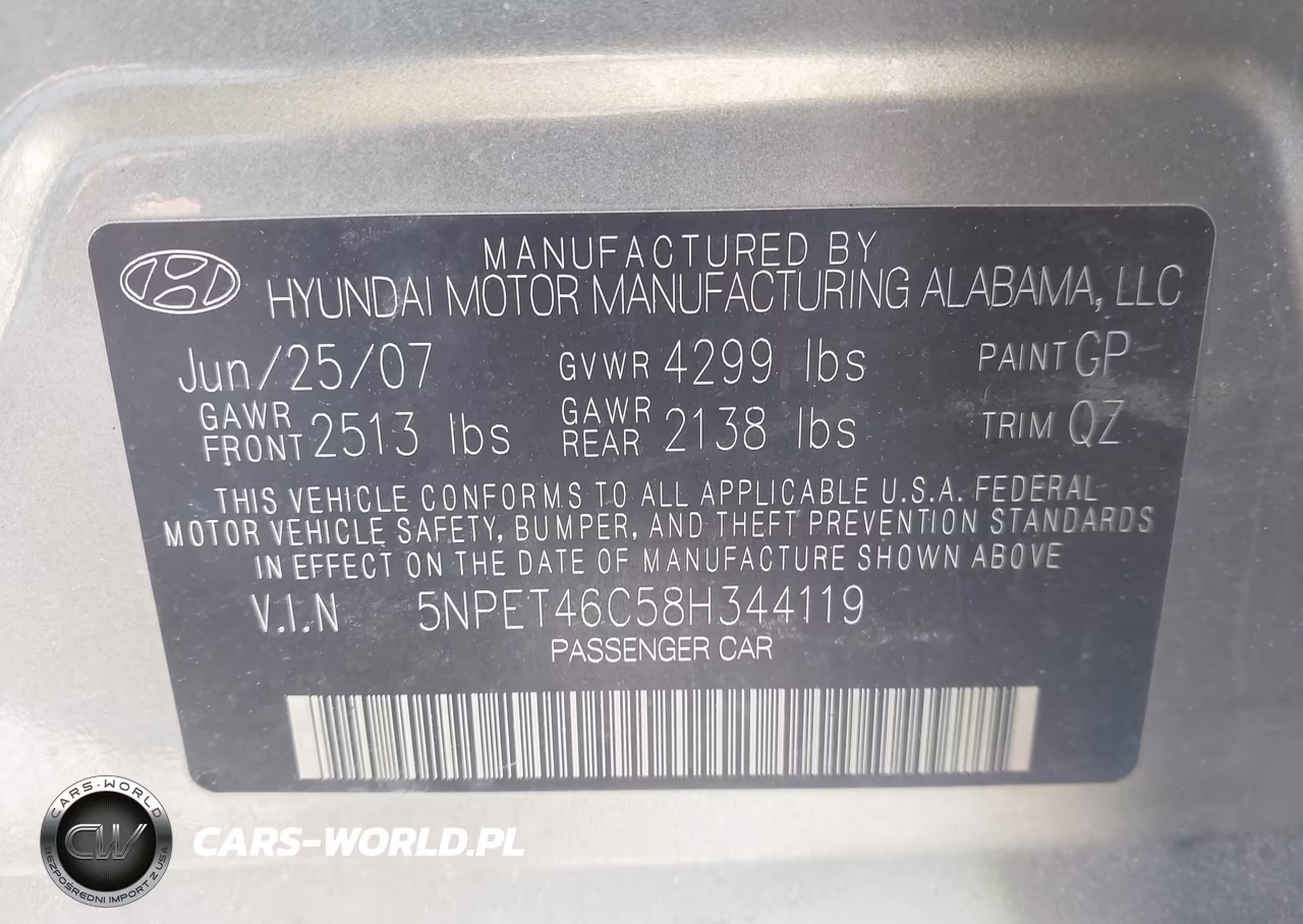 2008 Hyundai Sonata Gls VIN:5NPET46C58H344119 - 9