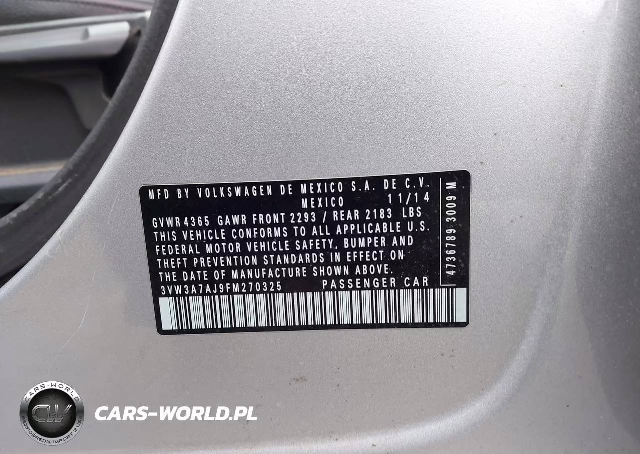 2015 Volkswagen Jetta 2.0L Tdi Se VIN:3VW3A7AJ9FM270325 - 9