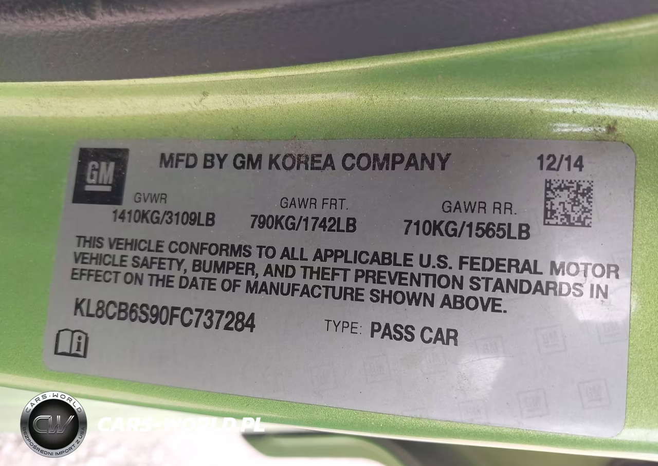 2015 Chevrolet Spark Ls Cvt VIN:KL8CB6S90FC737284 - 9
