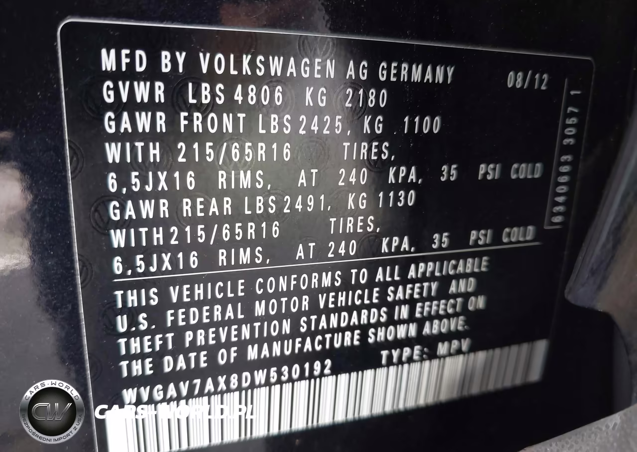 2013 Volkswagen Tiguan S VIN:WVGAV7AX8DW530192 - 9