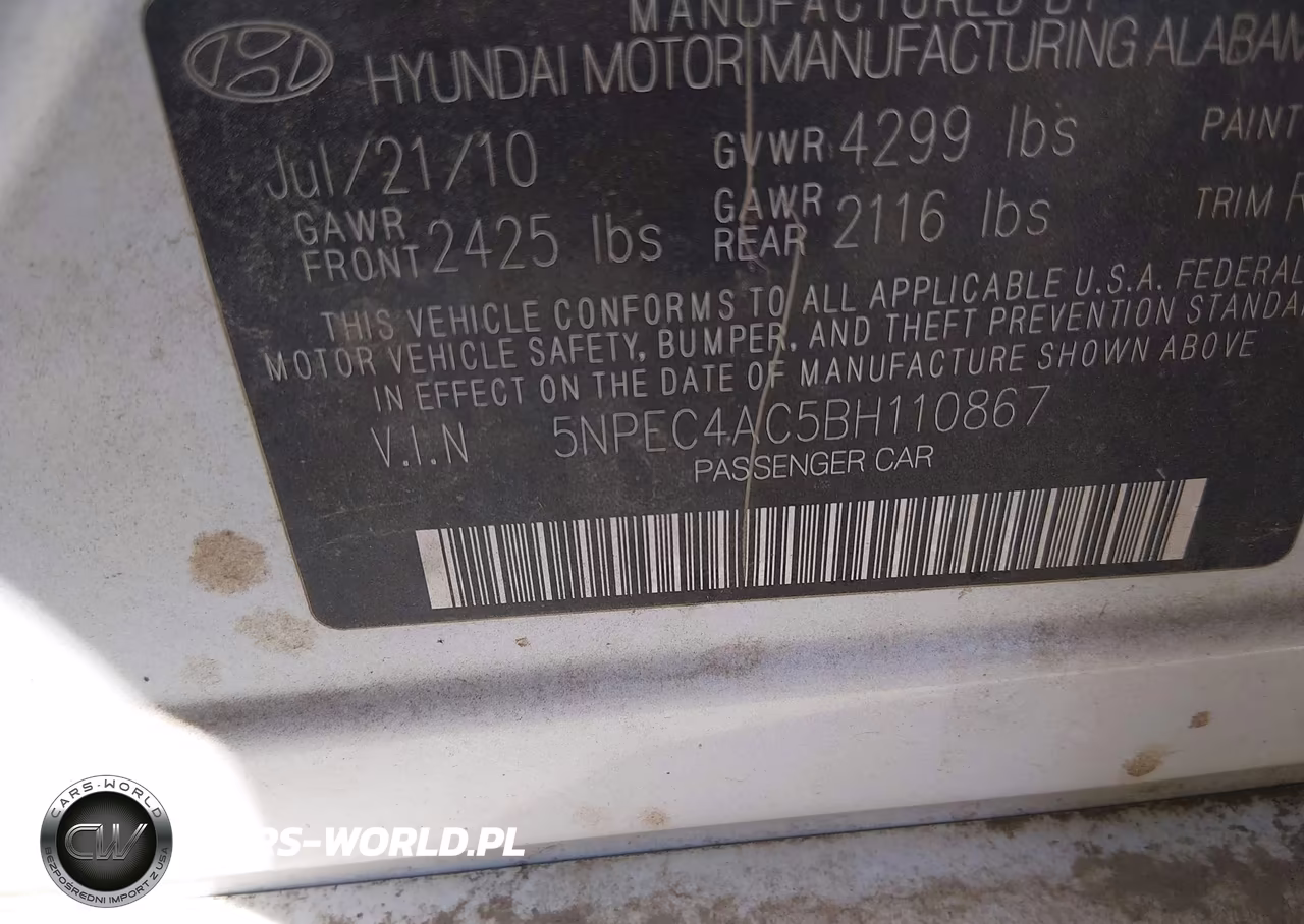 2011 Hyundai Sonata Se VIN:5NPEC4AC5BH110867 - 9