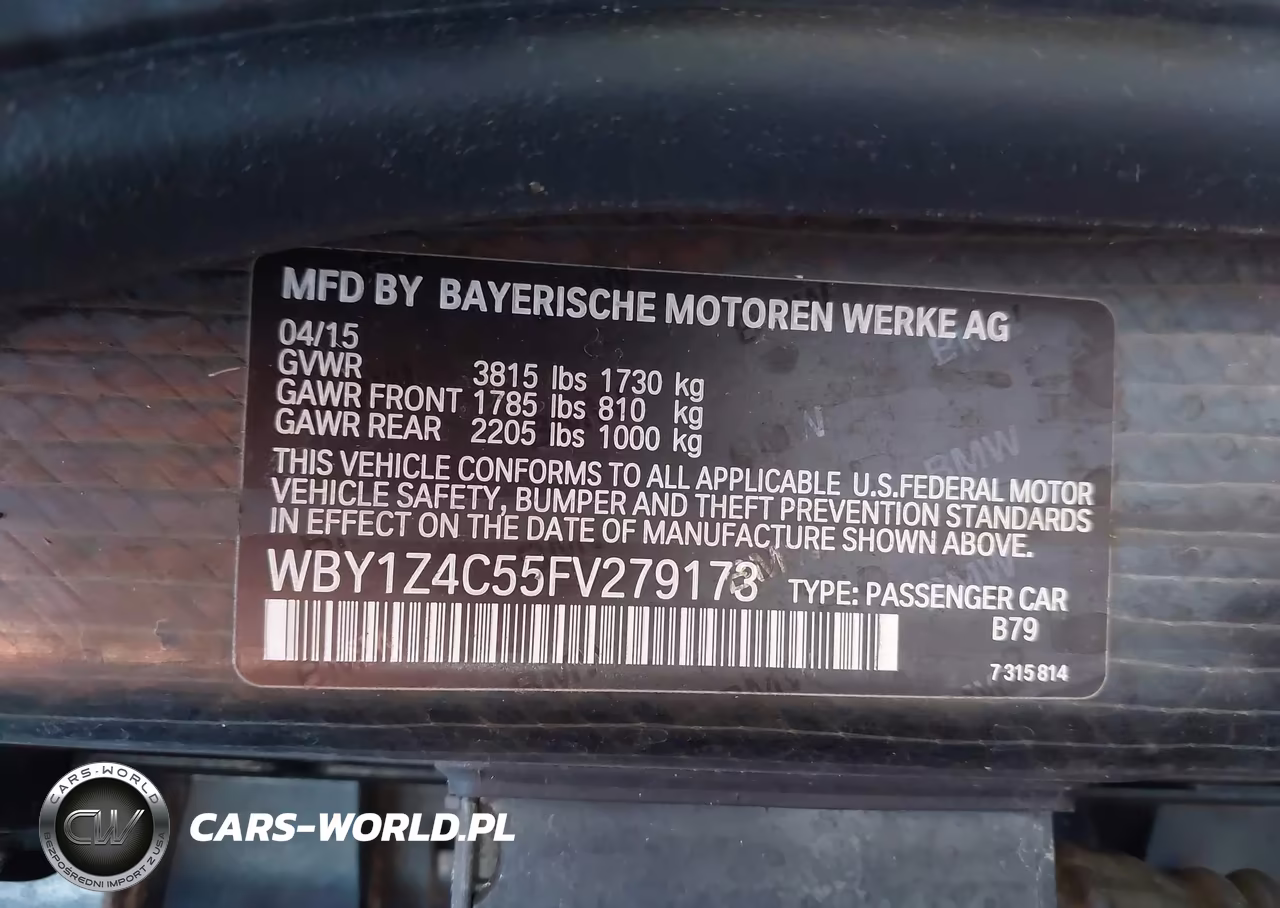 2015 BMW I3 Base W-Range Extender VIN:WBY1Z4C55FV279173 - 9
