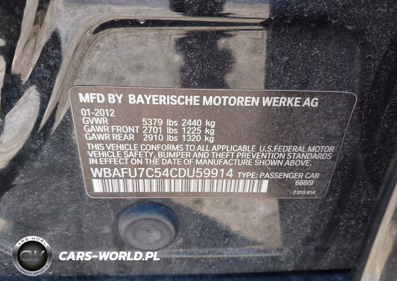 2012 BMW 535I xDrive VIN:WBAFU7C54CDU59914 - 9