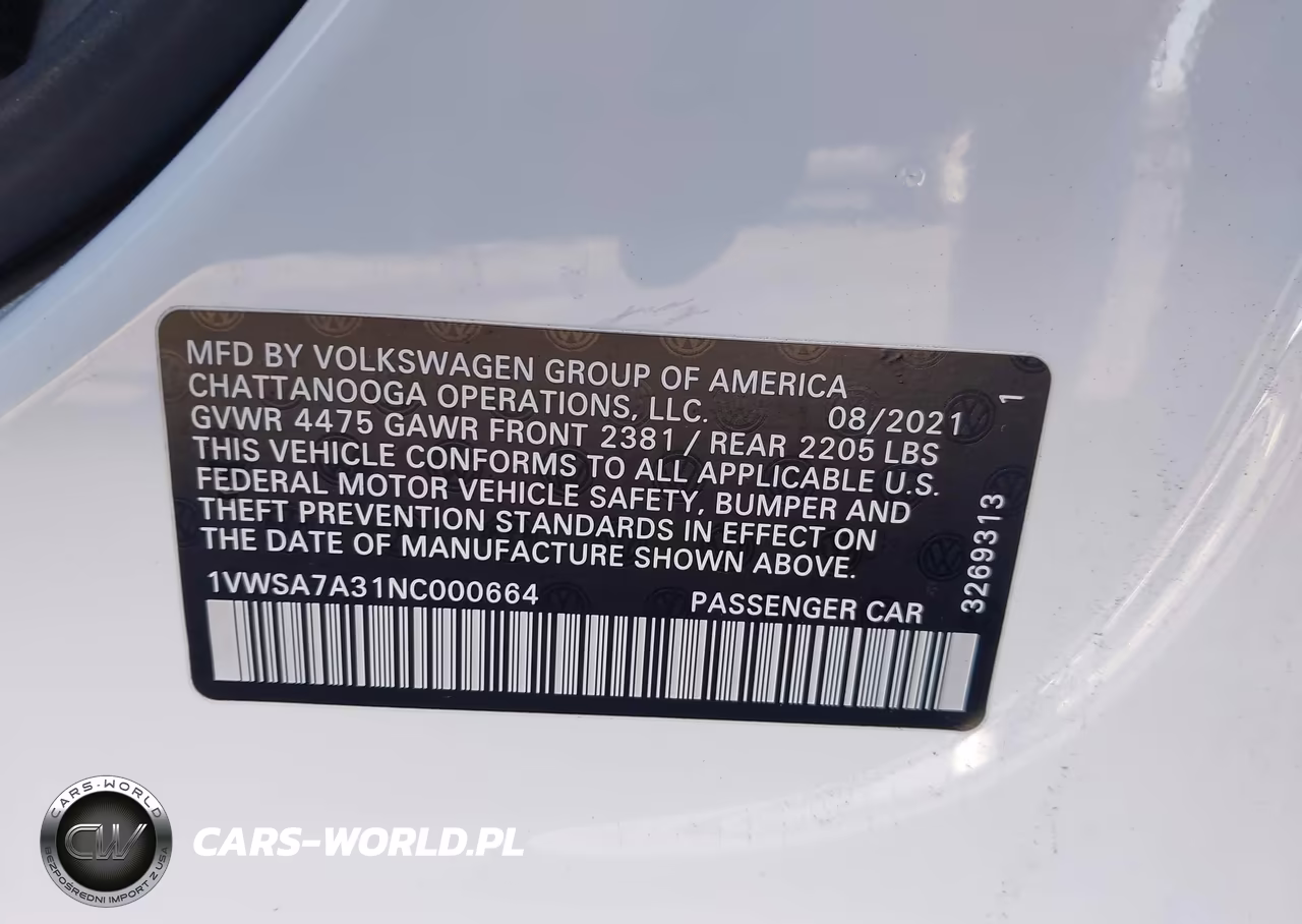 2022 Volkswagen Passat 2.0T Se VIN:1VWSA7A31NC000664 - 9
