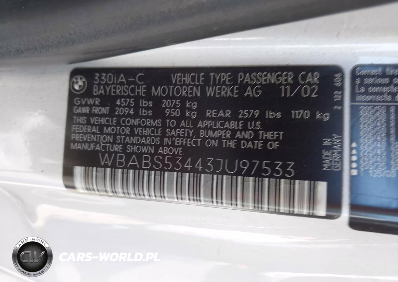 2003 BMW 330Ci VIN:WBABS53443JU97533 - 9