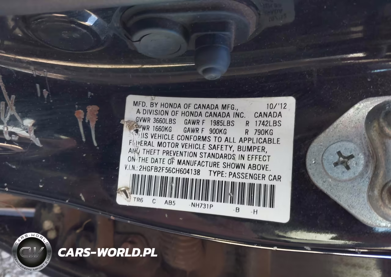2012 Honda Civic Lx VIN:2HGFB2F56CH604138 - 9