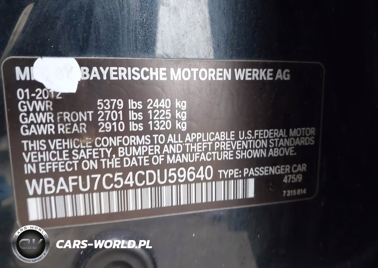 2012 BMW 535I xDrive VIN:WBAFU7C54CDU59640 - 9