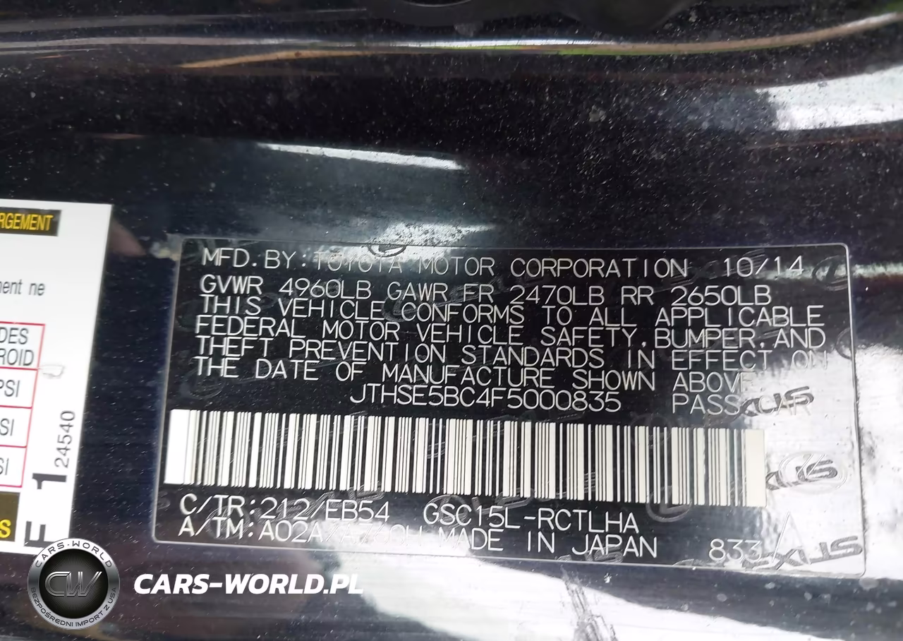 2015 Lexus Rc 350 VIN:JTHSE5BC4F5000835 - 9
