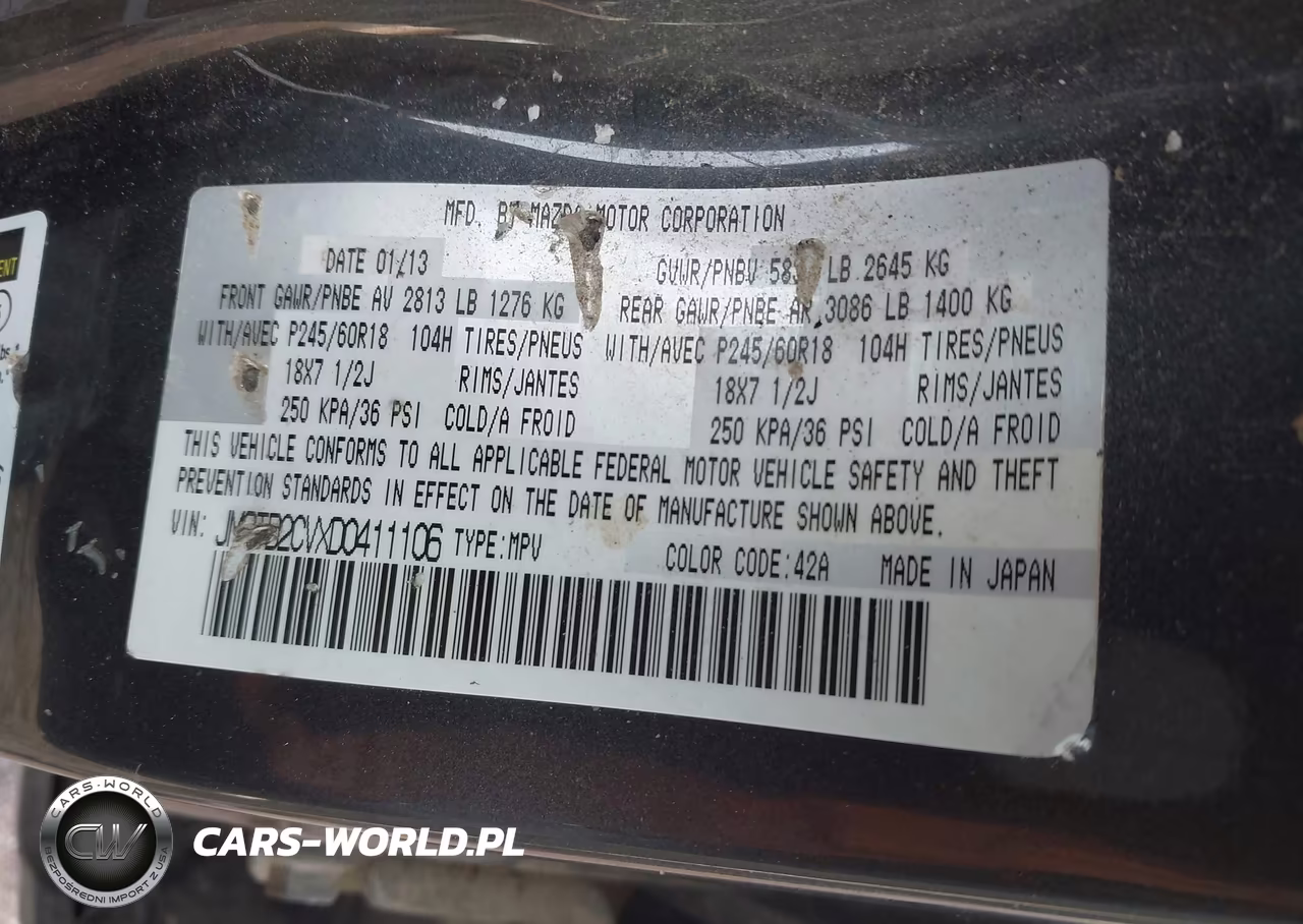 2013 Mazda Cx-9 Touring VIN:JM3TB2CVXD0411106 - 9
