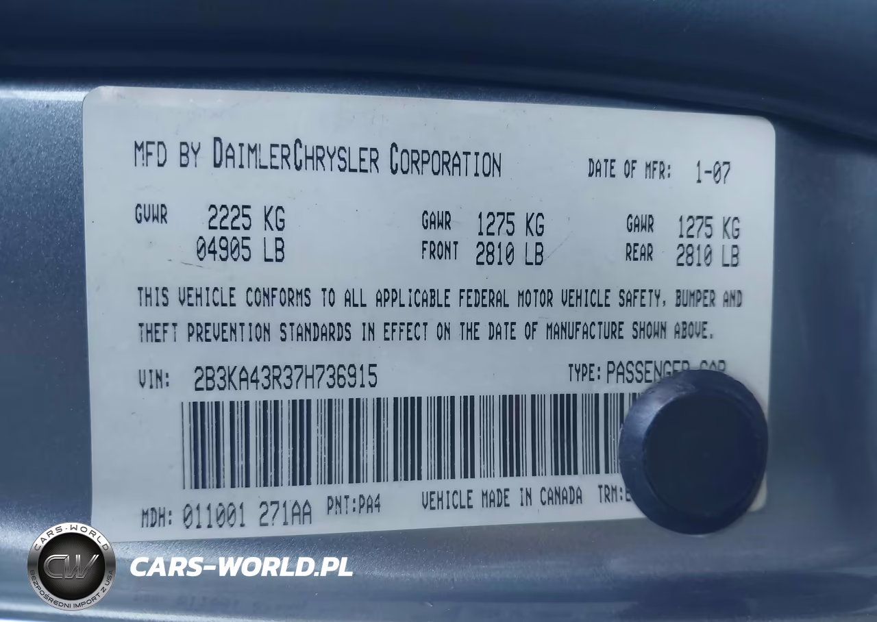 2007 Dodge Charger VIN:2B3KA43R37H736915 - 9