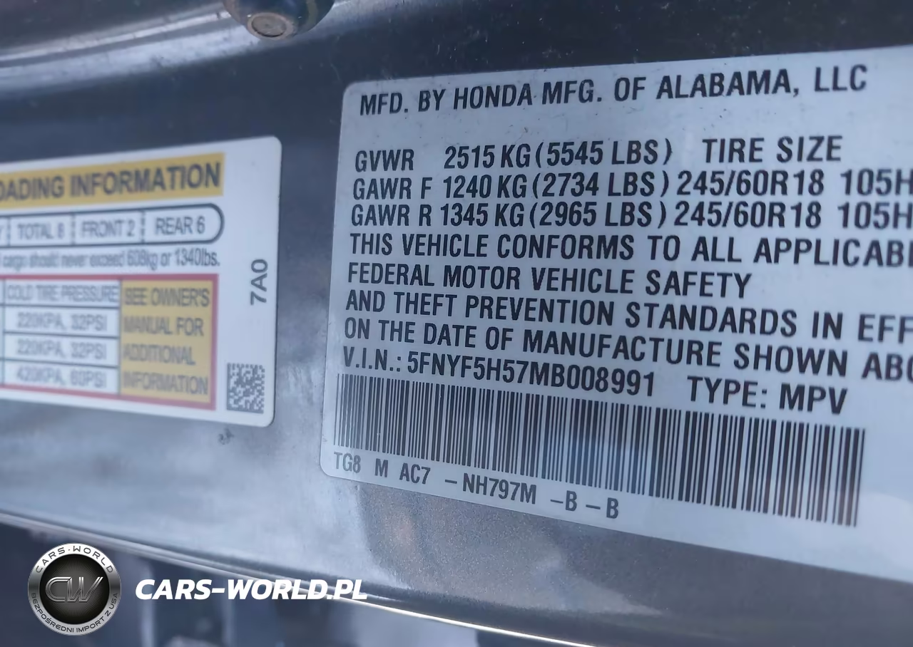 2021 Honda Pilot 2Wd Ex-L VIN:5FNYF5H57MB008991 - 9