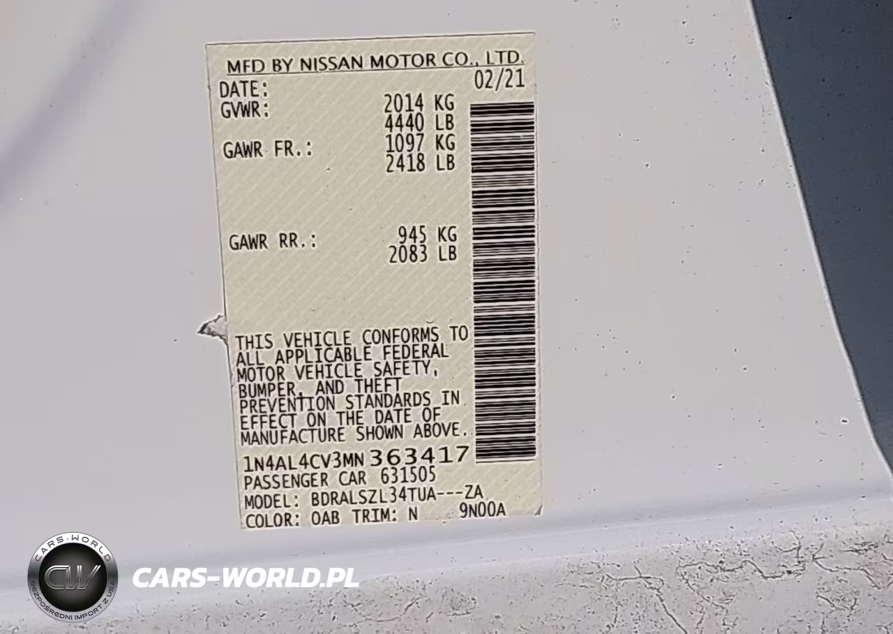 2021 Nissan Altima Sr Vc-Turbo Fwd VIN:1N4AL4CV3MN363417 - 9