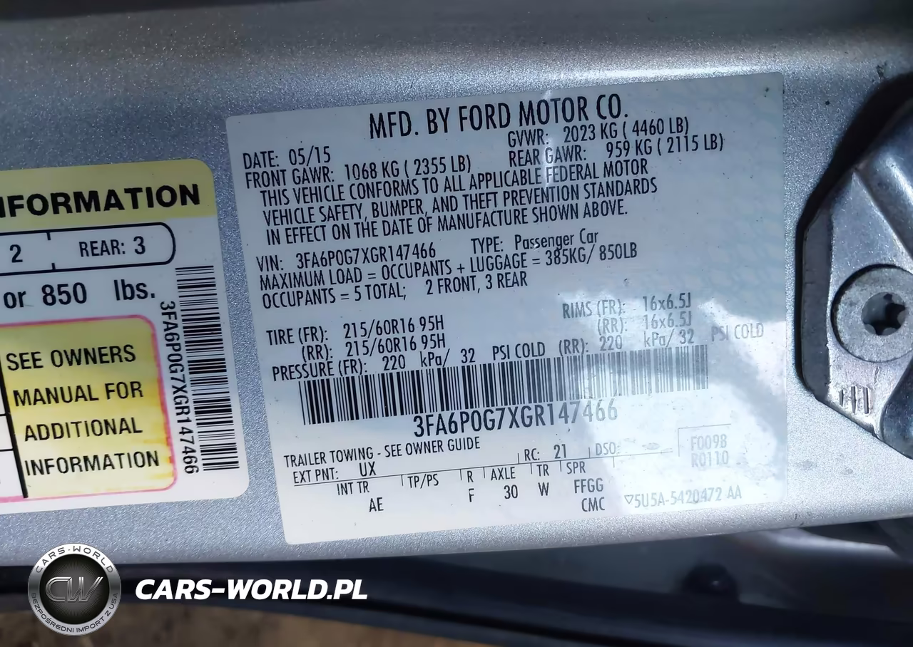 2016 Ford Fusion S VIN:3FA6P0G7XGR147466 - 9