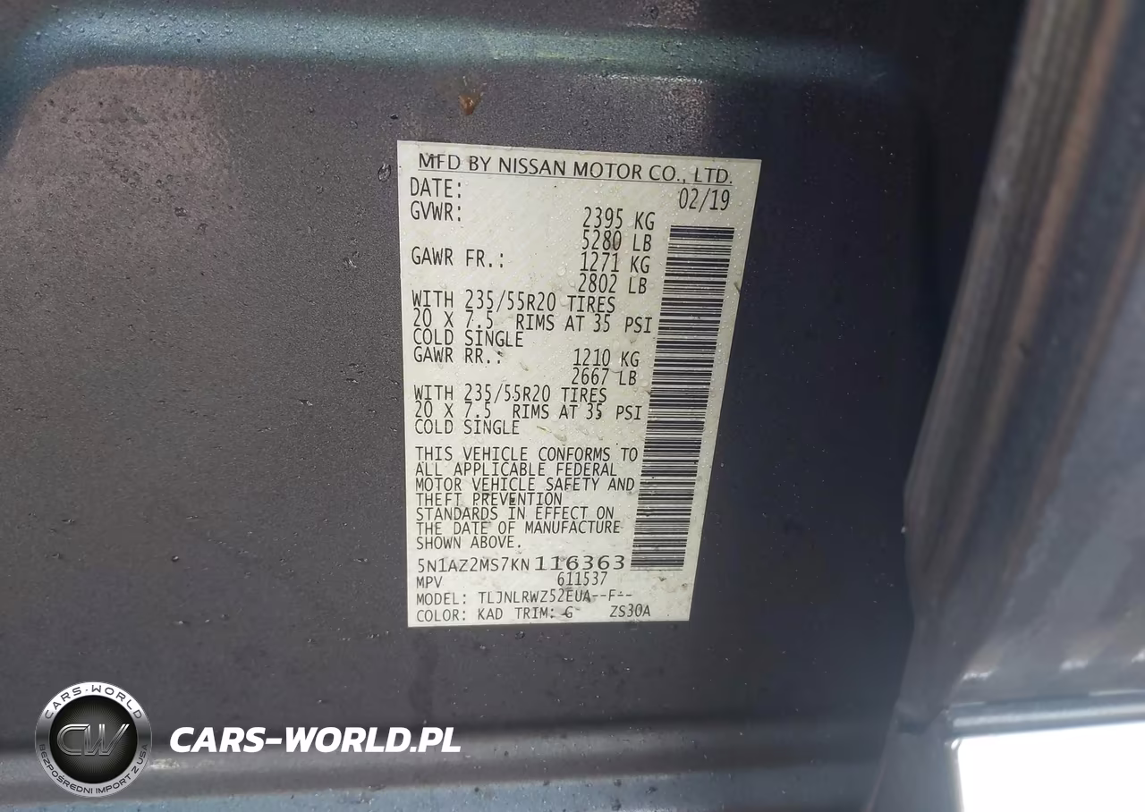 2019 Nissan Murano Sl VIN:5N1AZ2MS7KN116363 - 9