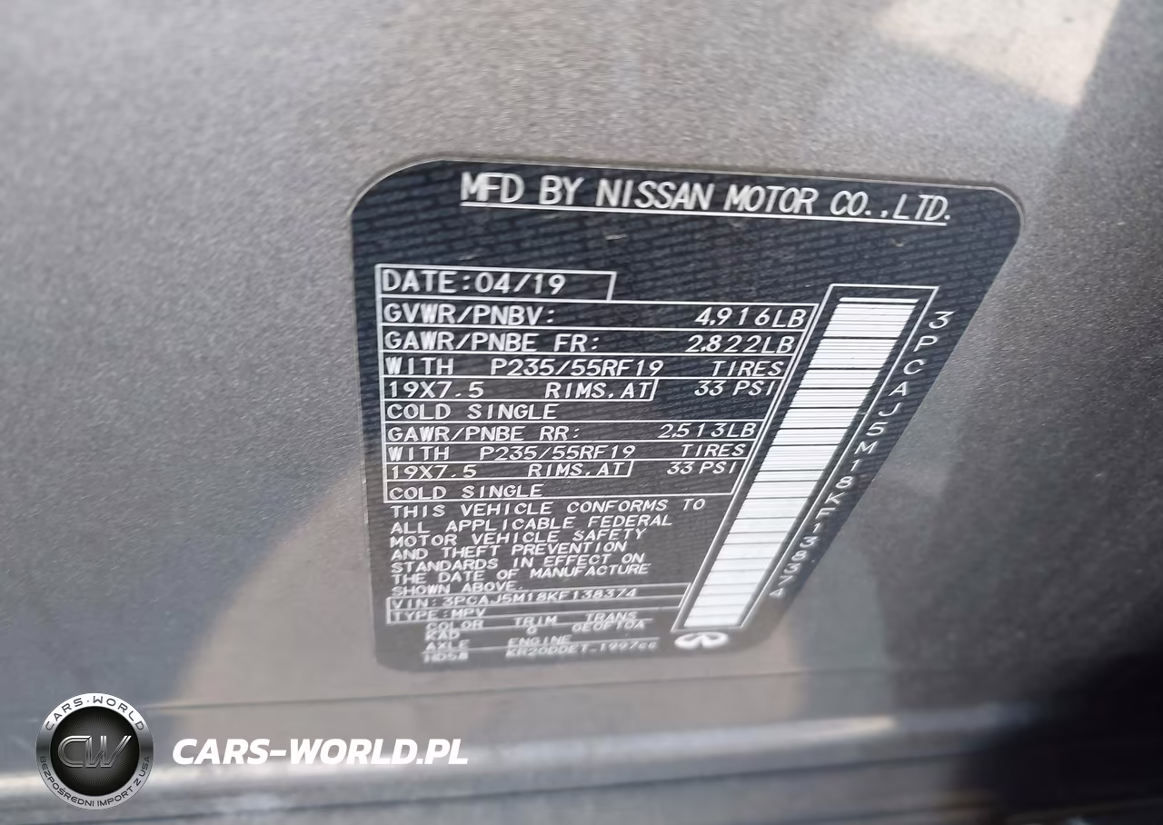 2019 Infiniti Qx50 Luxe VIN:3PCAJ5M18KF138374 - 9