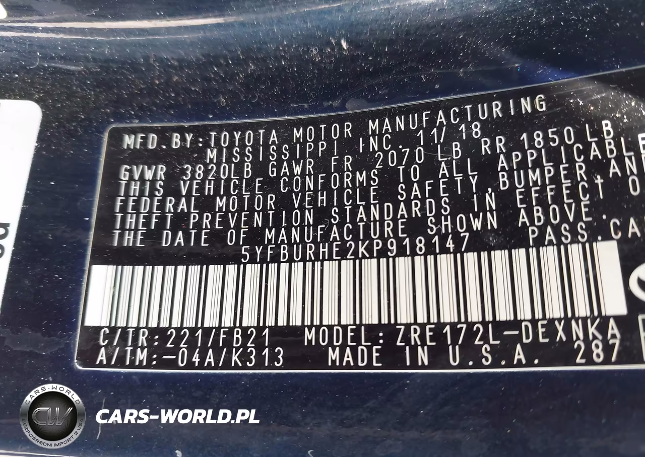 2019 Toyota Corolla Le VIN:5YFBURHE2KP918147 - 9