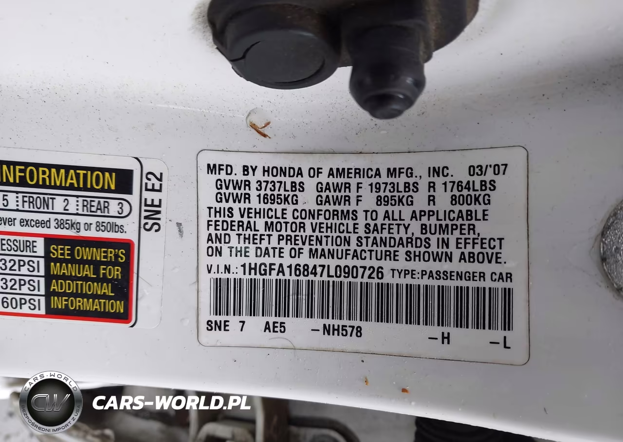 2007 Honda Civic Ex VIN:1HGFA16847L090726 - 9