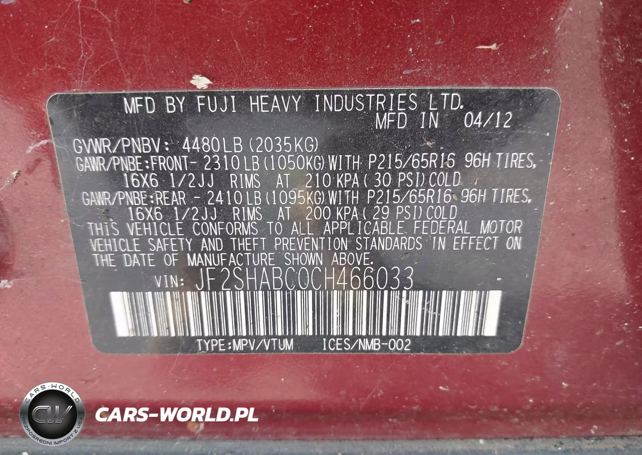 2012 Subaru Forester 2.5X VIN:JF2SHABC0CH466033 - 9