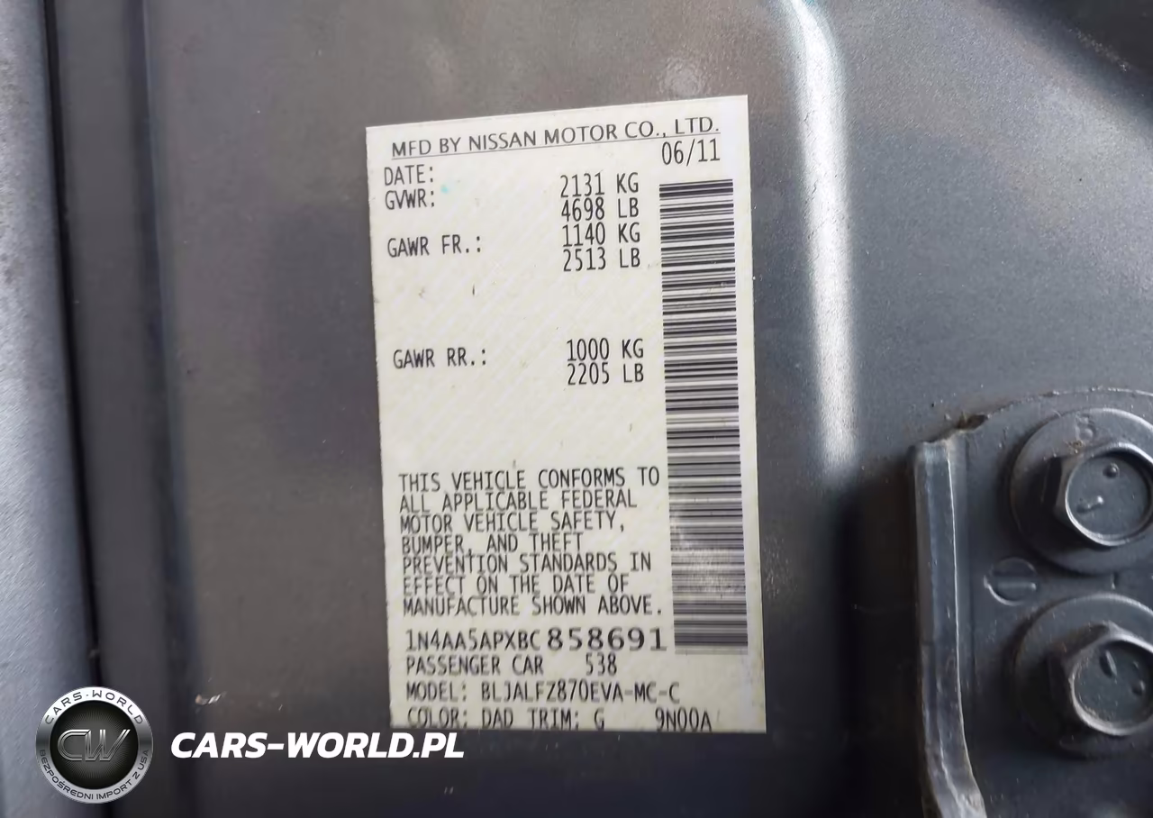 2011 Nissan Maxima 3.5 Sv VIN:1N4AA5APXBC858691 - 9